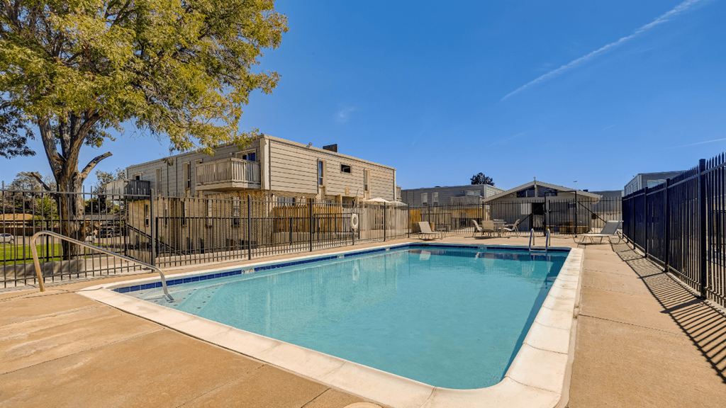 our apartments have a resort style pool with a fence around it