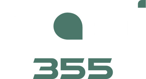 A logo with the text "aq" and "355" in white on a green background.