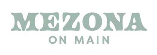 A green and white logo that says Mezona on Main.