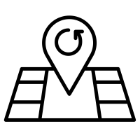 A location pin icon is placed on top of a staircase.
