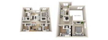 A diagram of a house layout with two different floor plans.