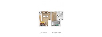 A floor plan of a two-story apartment.