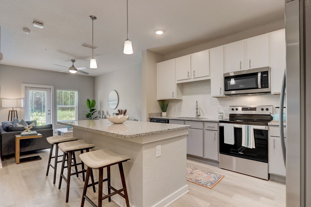 the preserve at ballantyne commons apartment kitchen and living room