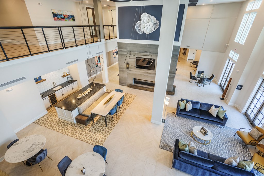 a view of the living room and dining room from the second floor