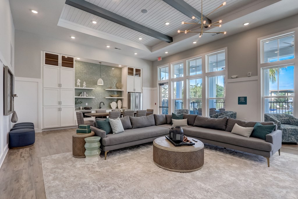 a living room with couches and a coffee table