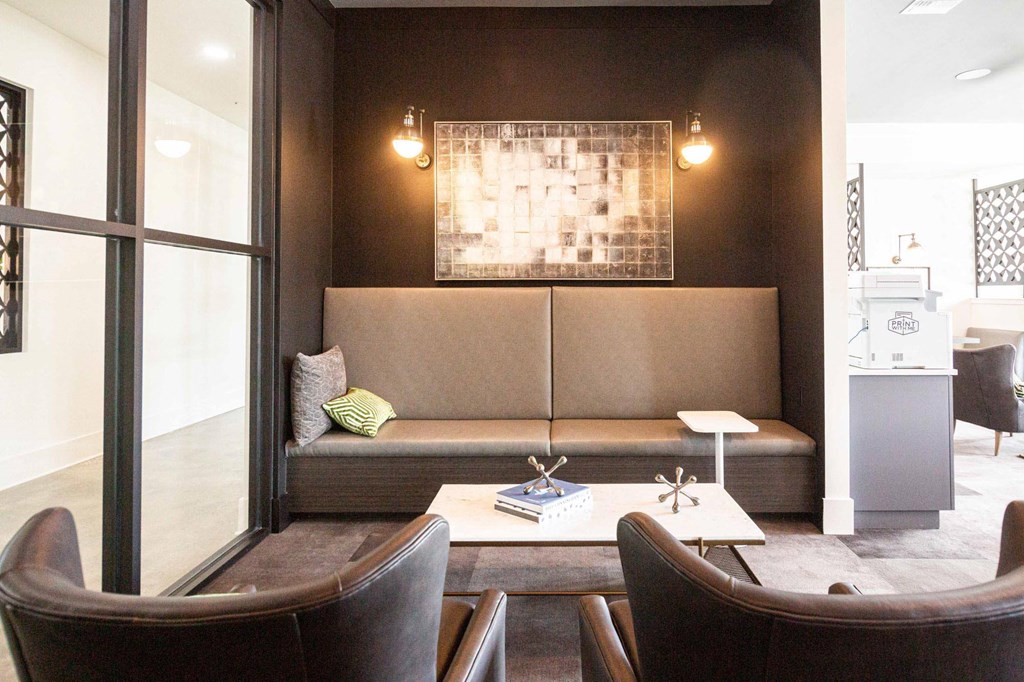 a living room with a couch and a table