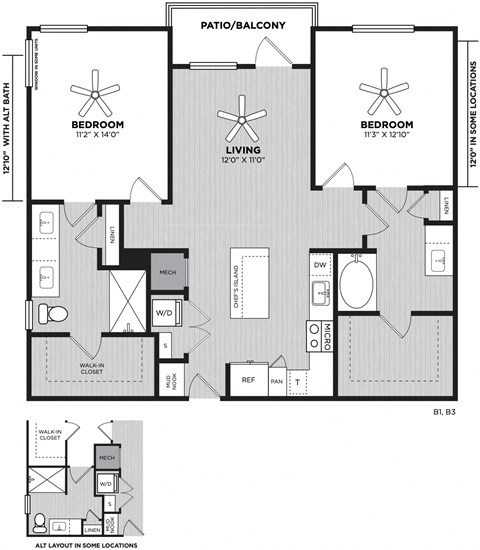 a floor plan of a bedroom apartment