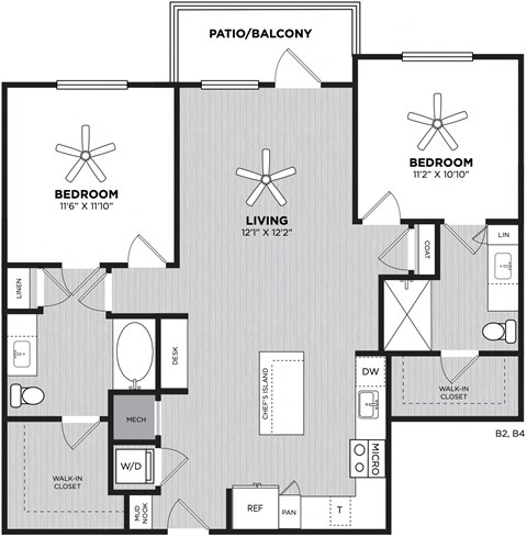 a floor plan of a bedroom apartment