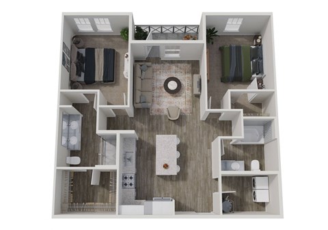 bedroom floor plan an open concept living and dining area with a fireplace and a balcony