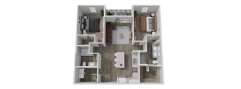 bedroom floor plan an open concept living and dining area with a fireplace and a balcony