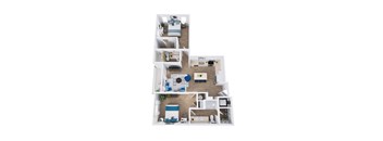 a 3d rendering of our 1 bedroom apartment at the crossings at white marsh apartments in white