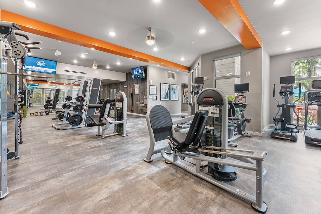 our state of the art fitness center includes a treadmill and elliptical machines