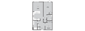a floor plan of a two bedroom apartment at the residences at silver hill in suitland,