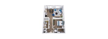 an overhead view of our 1 bedroom apartment at the residences at silver hill in suitland,