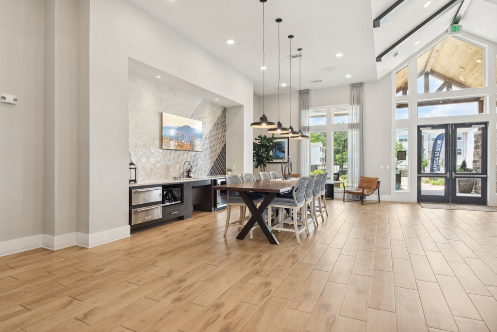 the dining room is open to the kitchen and living room