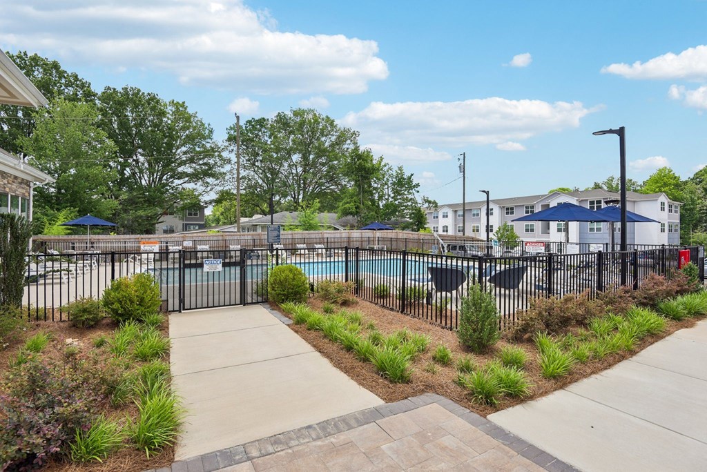 the preserve at ballantyne commons community swimming pool with black fence
