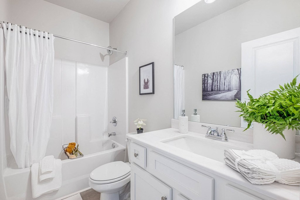 a white bathroom with a large mirror and a toilet and a sink