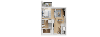 A dollhouse with a green background.