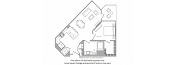 1 Bed C floor plan at Cannery Park by Windsor, California, 95112