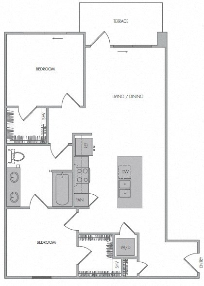 J floorplan at 1000 Grand by Windsor