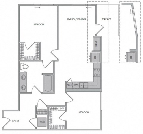 K floorplan at 1000 Grand by Windsor