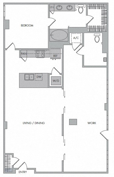 LW1 floorplan at 1000 Grand by Windsor