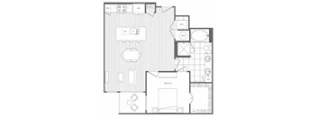 1K Floor Plan at Platt Park by Windsor, Denver, CO, 80210