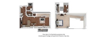 1x1-5_43A_1007sf floor plan at The District, Denver, CO