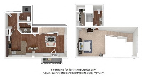 1x1-5_43A_1007sf floor plan at The District, Denver, CO