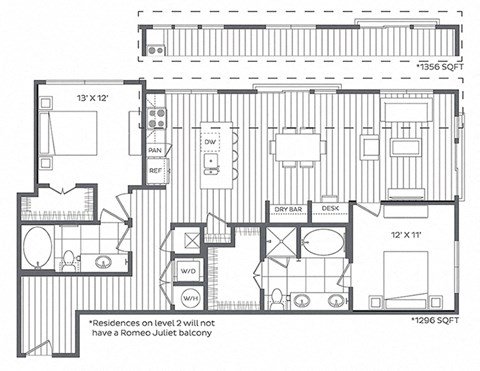 2K Floor Plan at Platt Park by Windsor, Denver, 80210