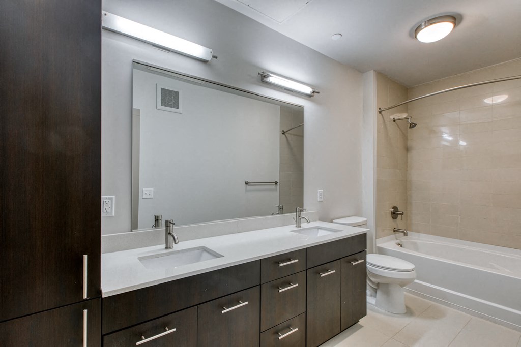 Double vanities in primary bedroom at Centric LoHi by Windsor, Denver, Colorado