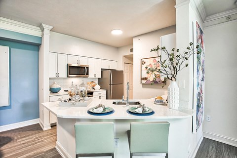 a kitchen with a counter top and a sink