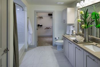 Double vanity at Olympic by Windsor, Los Angeles, CA