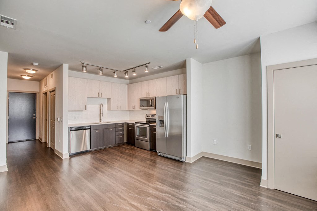 Dark wood flooring at Centric LoHi by Windsor, Denver, CO, 80211