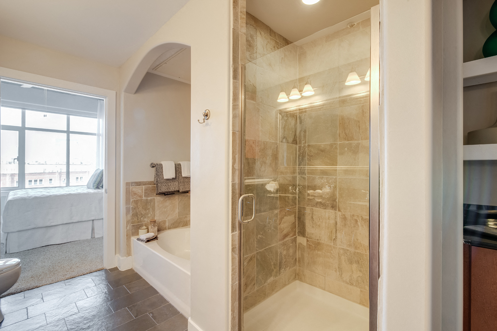 Frameless Glass Stand-Up Shower at Crescent at Fells Point by Windsor, 21231, MD