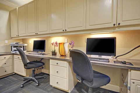 Business Center with Computers and Printers at Windsor Aviara, Carlsbad, California