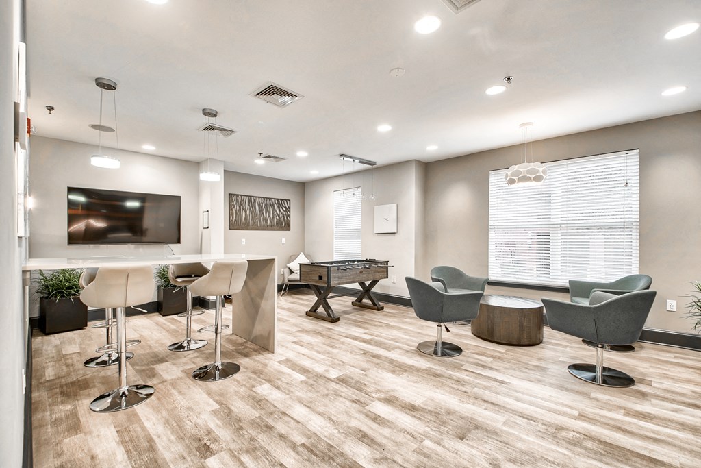 Our Community Room is the perfect place to work from home or gather with friends