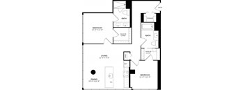 A black and white image of a floor plan for a home.