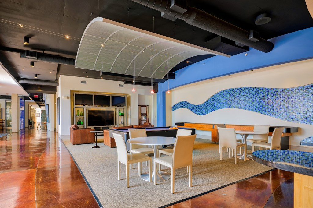 Resident Lounge with Billiard and Shuffleboard Tables