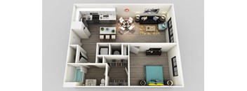 One bedroom One bathroom Floor Plan at Edison on the Charles by Windsor, Waltham, 02453