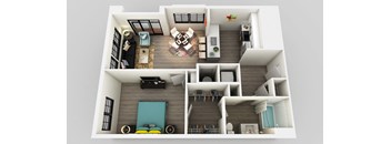 1 Bedroom 1 Bathroom Floor Plan at Edison on the Charles by Windsor, Waltham, MA, 02453