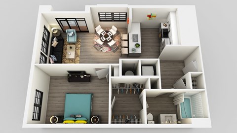 1 Bedroom 1 Bathroom Floor Plan at Edison on the Charles by Windsor, Waltham, MA, 02453