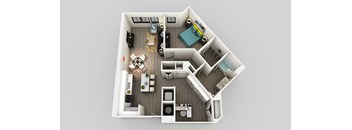 One Bed One Bath Floor Plan at Edison on the Charles by Windsor, Waltham, Massachusetts
