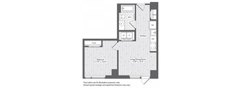 A1 1 Bed 1 Bath Floor Plan at Waterside Place by Windsor, Boston, 02210