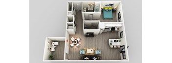 1 Bed 1 Bath Floor Plan at Edison on the Charles by Windsor, Waltham
