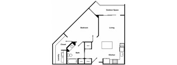 One Bed One Bath Floor Plan at The Encore by Windsor, Atlanta, Georgia