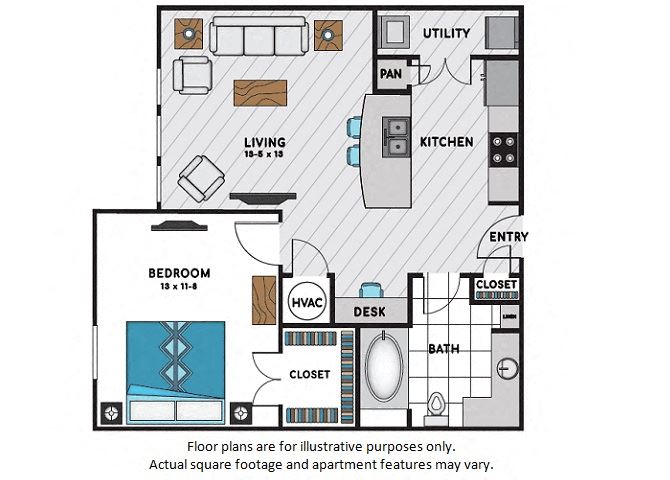A1 One Bedroom One Bath Floor Plan A1 One Bedroom One Bath Floor Plan at Windsor Chastain, GA, 30342