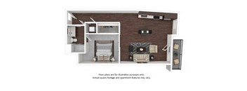 A2 1 3D disclaimer floor plan at The Casey, Denver, Colorado