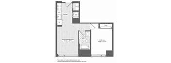 A2 1 Bed 1 Bath Floor Plan at Waterside Place by Windsor, Massachusetts, 02210