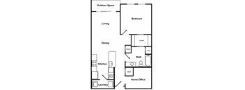 1 Bed 1 Bath Floor Plan with Home Office at The Encore by Windsor, Atlanta, GA